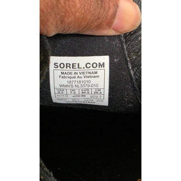 Sorel Lolla Cut Out Suede Black Ankle Boots Block Heel Size 9.5 M - Picture 7 of 8